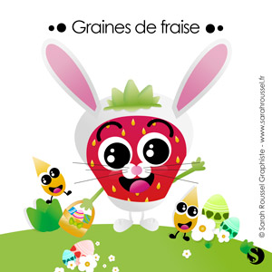 Illustration saisonnière de la mascotte Graines de fraise