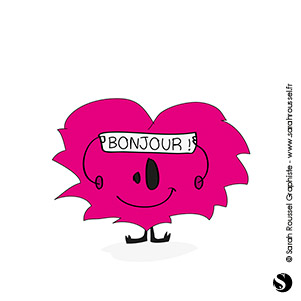 illustration coeur la timidité " Bonjour "