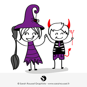 Illustration de personnages déguisés pour Halloween