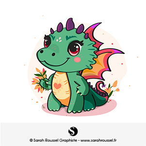 Illustration d'un dragon fleur pour le printemps