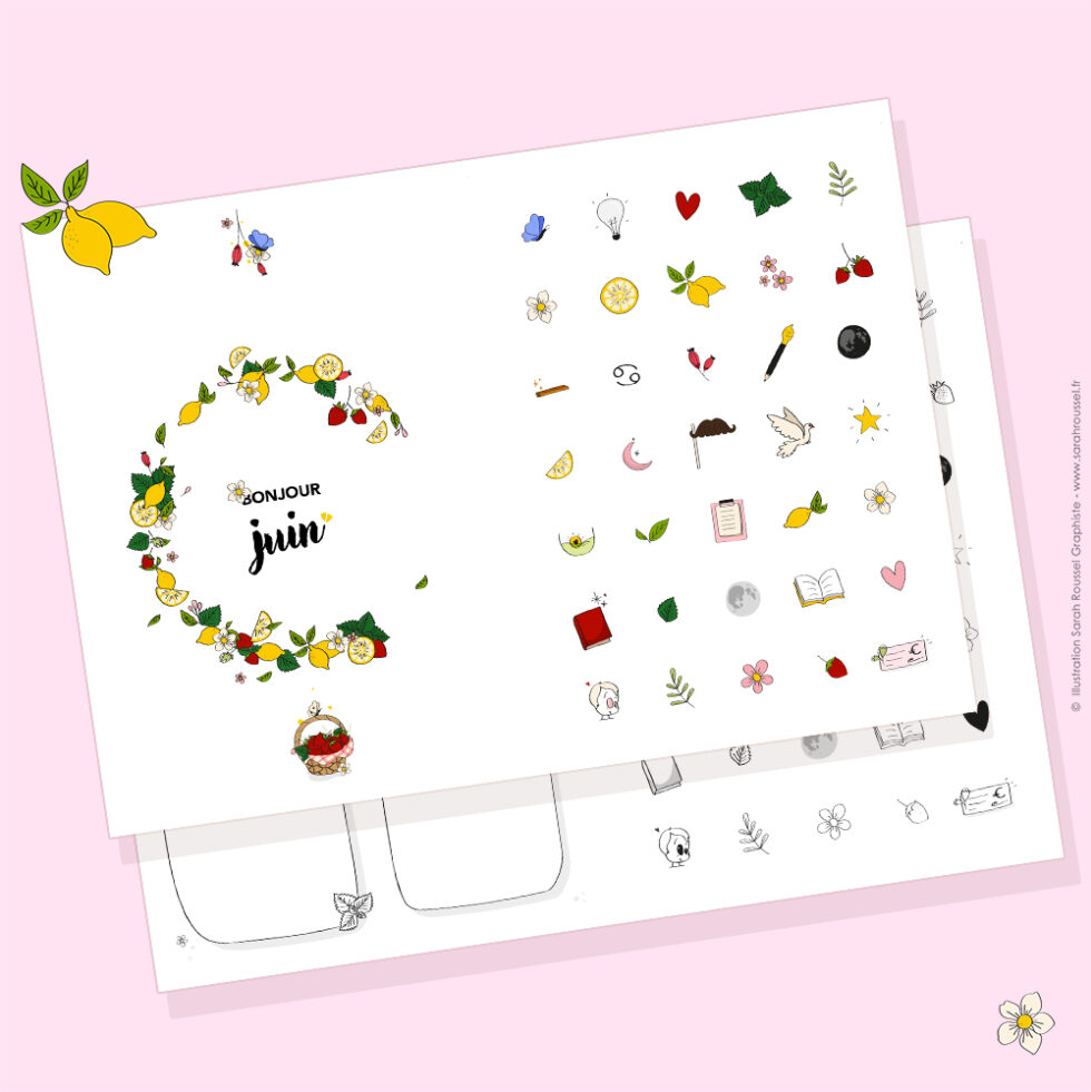 Bonjour juin, illustrations pour bullet journal Bonjour juin, illustrations pour bullet journal